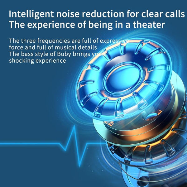 Intelligent Bluetooth Earphones With Digital Display Black Earbuds