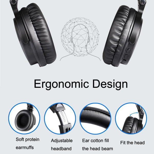 Wireless Over Ear Bluetooth Headset Black Headsets