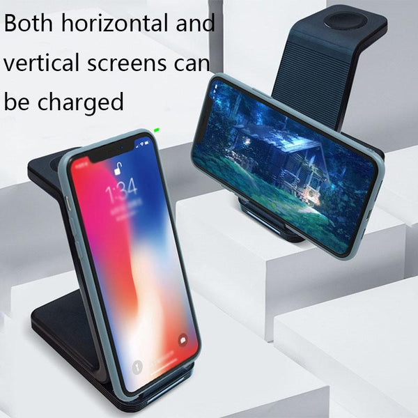 3 In 1 15W Vertical Wireless Charger Black Chargers & Cradles