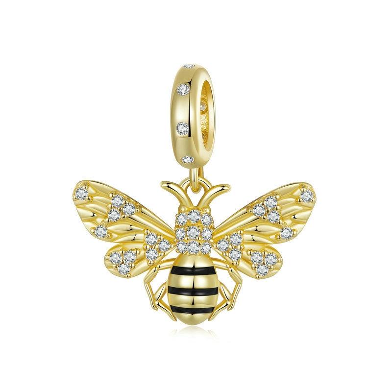 925 Sterling Silver Gold Plated Bee Bracelet Pendant Charms & Pendants