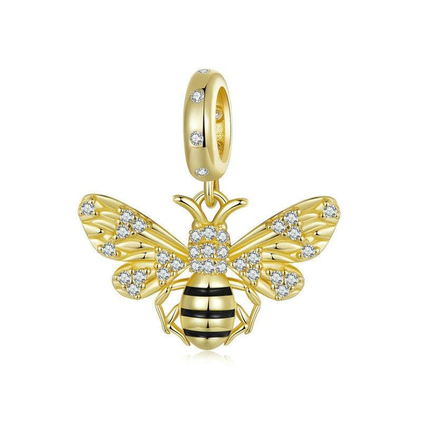 925 Sterling Silver Gold Plated Bee Bracelet Pendant Charms & Pendants