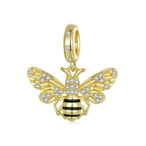 925 Sterling Silver Gold Plated Bee Bracelet Pendant Charms & Pendants