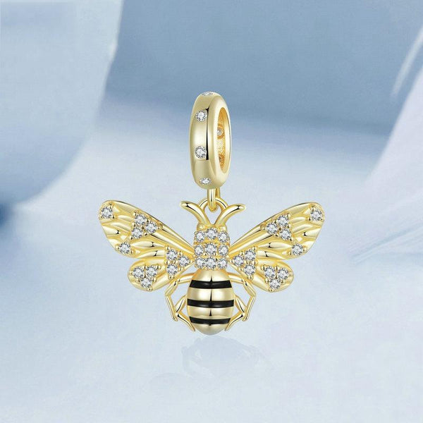 925 Sterling Silver Gold Plated Bee Bracelet Pendant Charms & Pendants