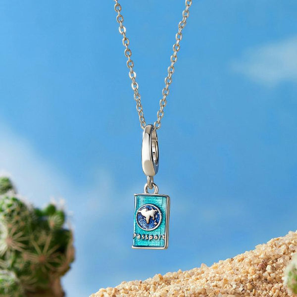 925 Sterling Silver Openable Passport Pendant For Travel Charms & Pendants