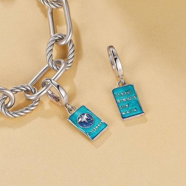925 Sterling Silver Openable Passport Pendant For Travel Charms & Pendants