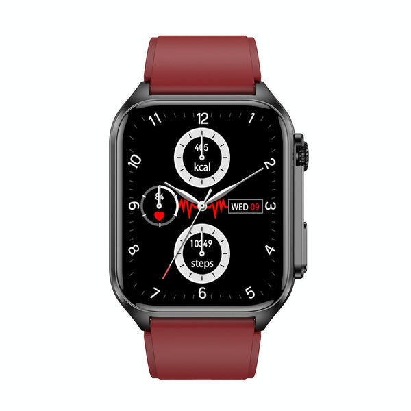 1.96 Inch Ip67 Smartwatch Silicone Band Ecg Temp Bt Call Remote Family Care Red Smart Watches