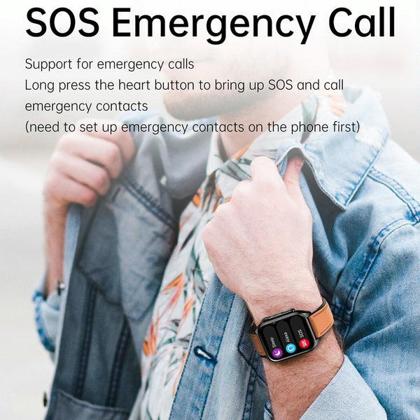 1.96 Inch Ip67 Smartwatch Silicone Band Ecg Temp Bt Call Remote Family Care Red Smart Watches