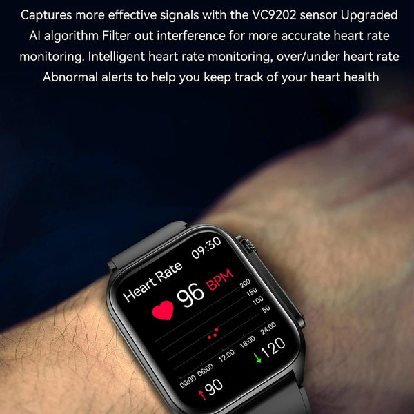 1.96 Inch Ip67 Smartwatch Silicone Band Ecg Temp Bt Call Remote Family Care Red Smart Watches