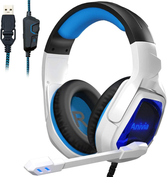 7.1 Channel Usb Gaming Headset With Mic Blue / White Headsets