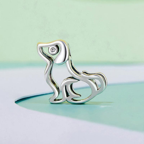 925 Sterling Silver Dog Bead Bracelet Cute & Hollow Charms & Pendants