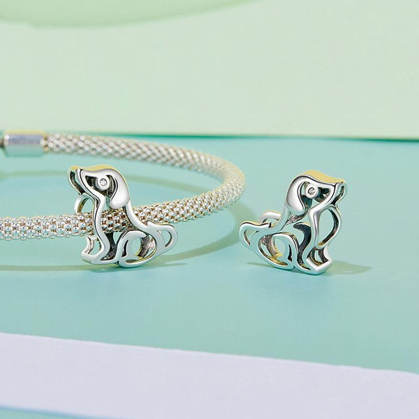 925 Sterling Silver Dog Bead Bracelet Cute & Hollow Charms & Pendants