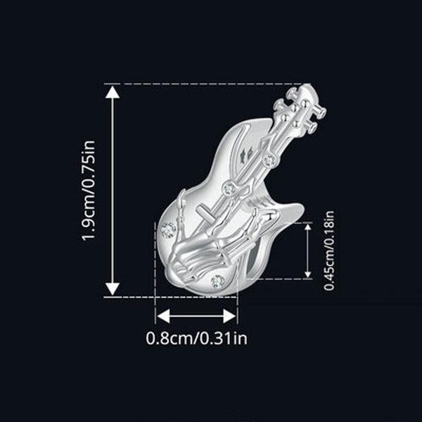 925 Sterling Silver Platinum Plated Skull Bass Pendant Charms & Pendants