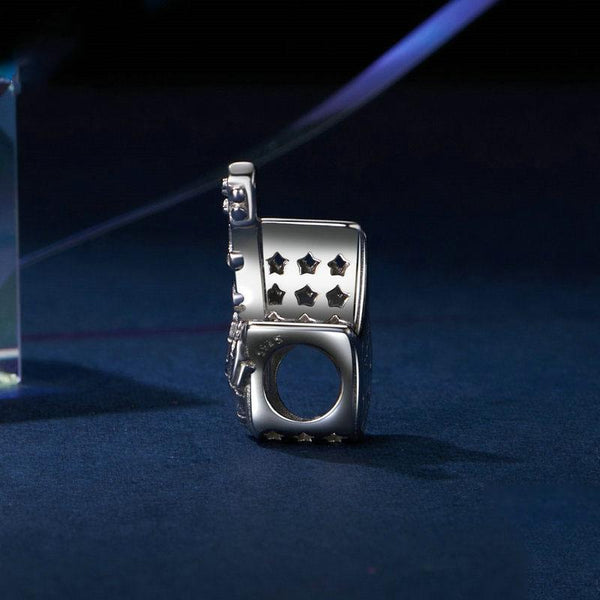 925 Sterling Silver Platinum Plated Skull Bass Pendant Charms & Pendants