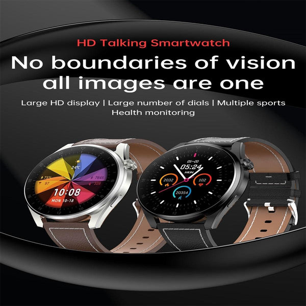 Waterproof Leather Smartwatch With Colour Display Black Smart Watches