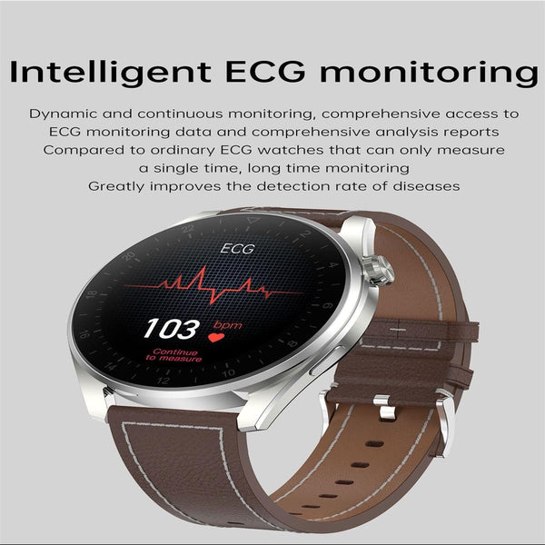 Waterproof Leather Smartwatch With Colour Display Black Smart Watches
