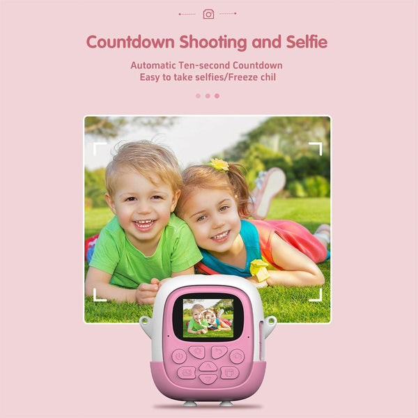 720P Hd Reversible Mini Digital Camera For Children Cartoon Print_Pink Digital Cameras