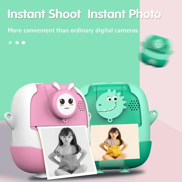 720P Hd Reversible Mini Digital Camera For Children Cartoon Print_Pink Digital Cameras