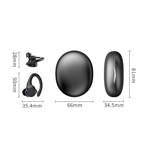 Digital Display Bluetooth Headset With Noise Reduction And Charging Bin Black Earbuds