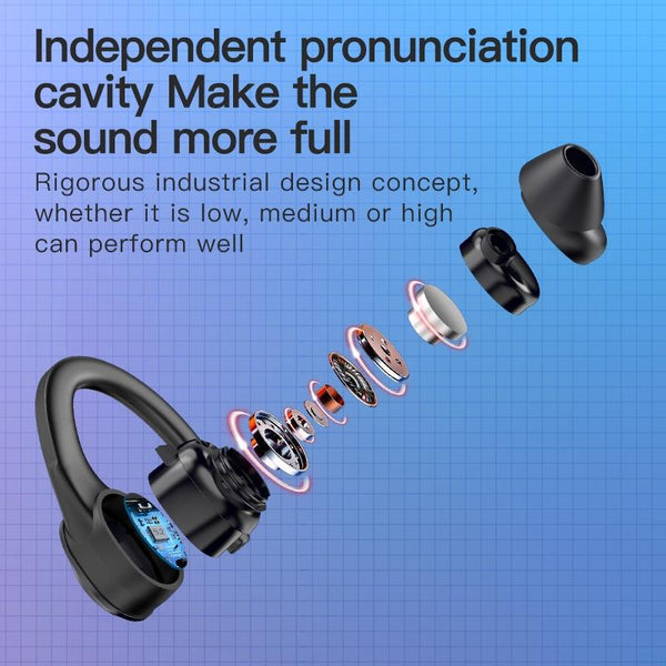 Digital Display Bluetooth Headset With Noise Reduction And Charging Bin Black Earbuds