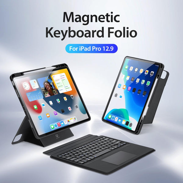 Wireless Bluetooth Keyboard Tablet Case For Ipad Pro 12.9 Magnetic Black Laptop Cases & Bags