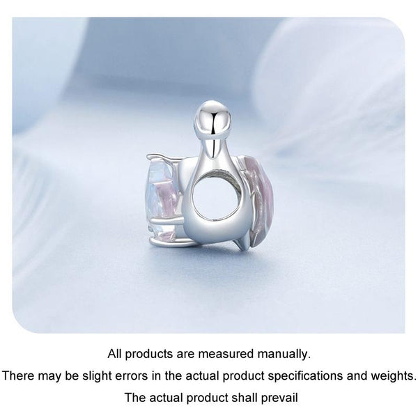 925 Sterling Silver Platinum Plated Pink Swan Rose Diy Beads Charms & Pendants