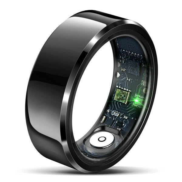 Smart Ring With Heart Rate Blood Oxygen And Sleep Monitoring R6 Size 8 Black Activity Trackers