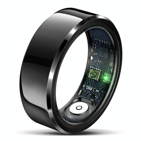 Smart Ring With Heart Rate Blood Oxygen And Sleep Monitoring R6 Size 8 Black Activity Trackers