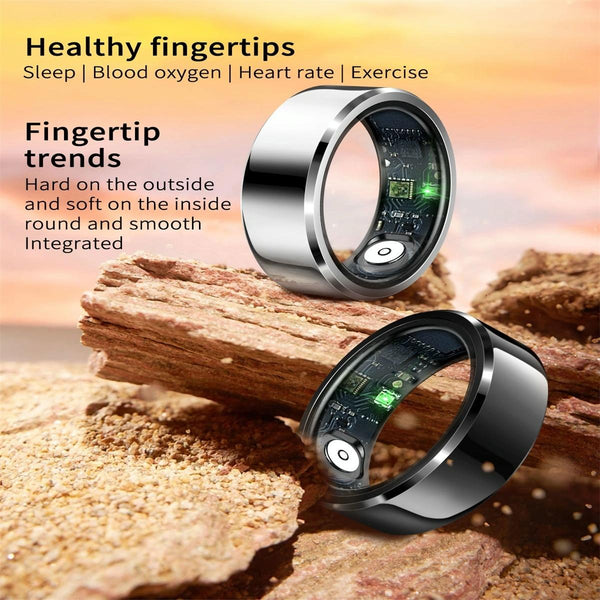 Smart Ring With Heart Rate Blood Oxygen And Sleep Monitoring R6 Size 8 Black Activity Trackers