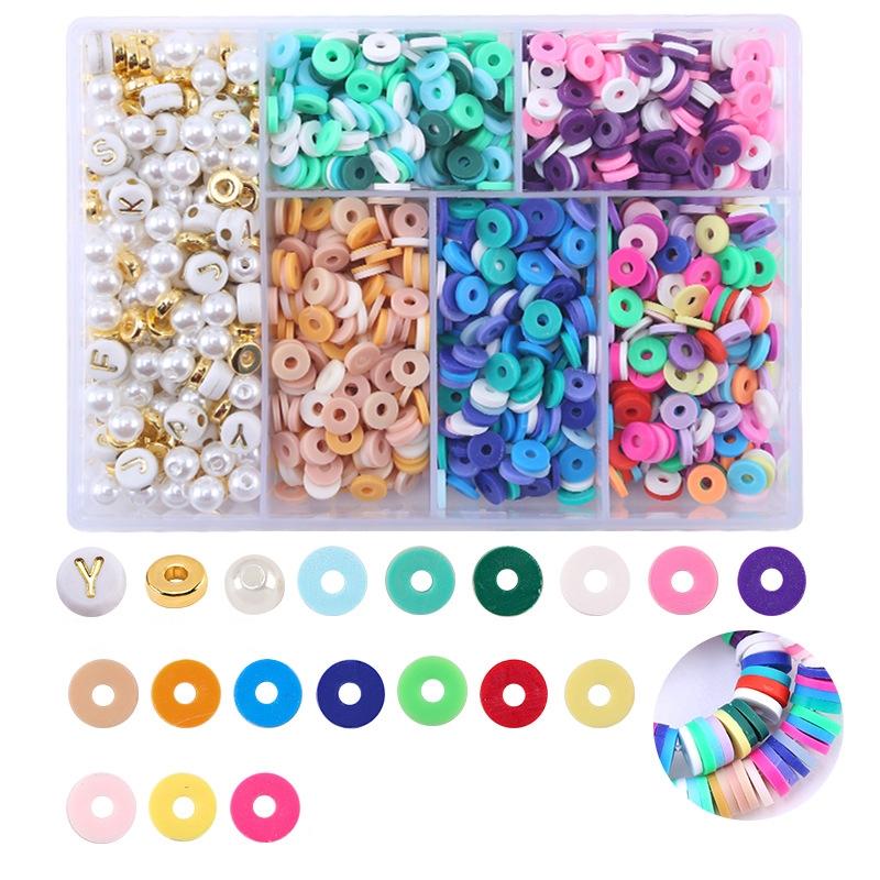 6 Piece Soft Pottery Beading Set For Diy Bracelets & Necklaces Mixed Craft Beads