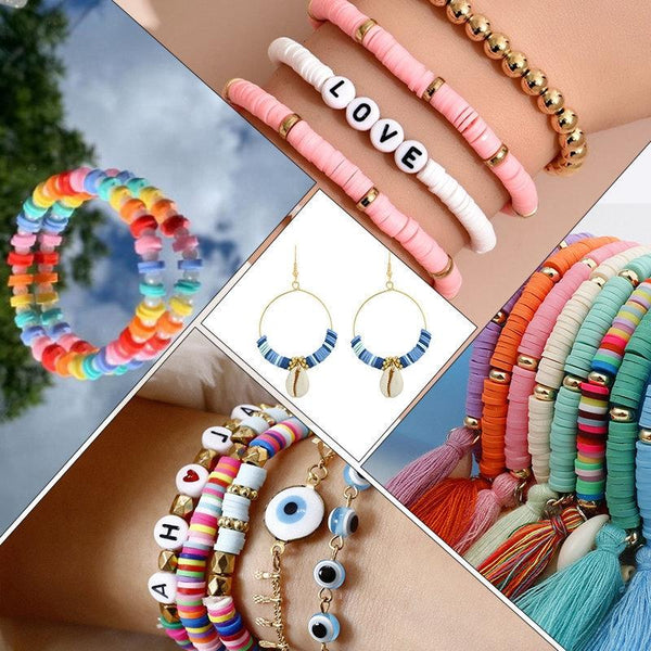 6 Piece Soft Pottery Beading Set For Diy Bracelets & Necklaces Mixed Craft Beads