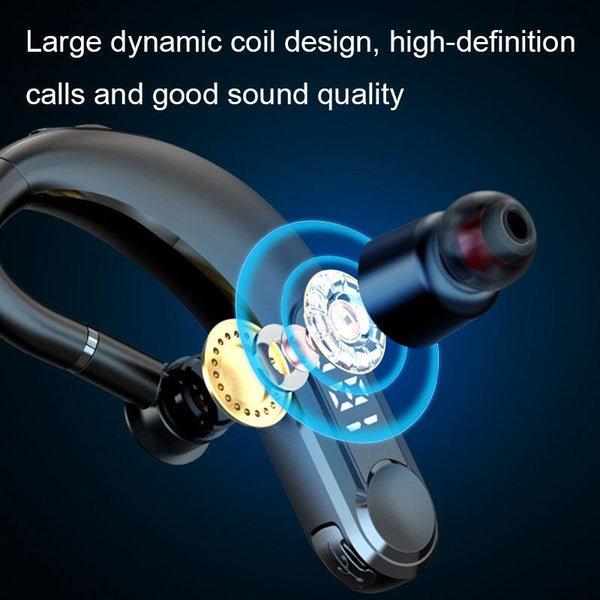 Waterproof Bluetooth Earphones With Led Display Black Earbuds
