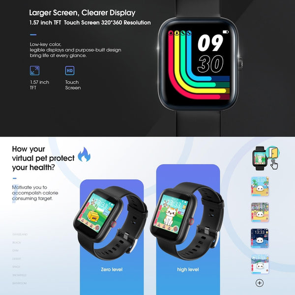 1.57 Inch Tft Touch 5Atm Waterproof Smartwatch With Sleep Heart & Call Alerts Black Smart Watches