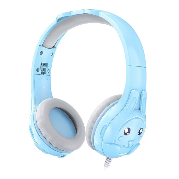 Kids Wired Over Ear Earphone With Mic 1.5M Blue Wired Earphones