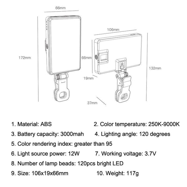 Clip On Fill Light For Mobile Phone And Tablet Selfies Audio Video Lighting Selfie Lights