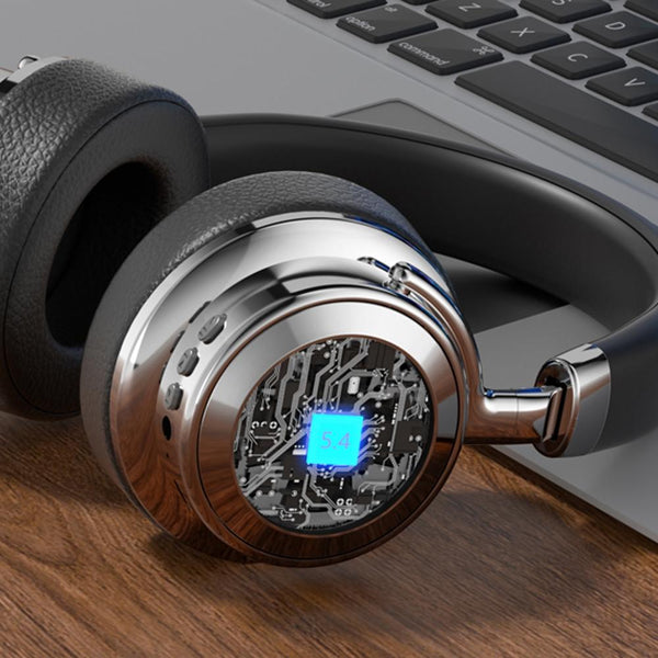 Retro Wireless Bluetooth Headset Metal Mounted Silver Brown Headsets