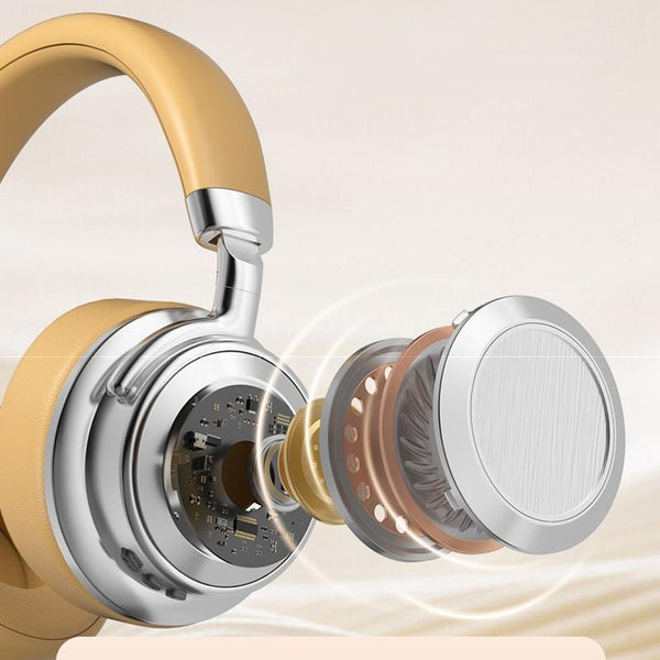 Retro Wireless Bluetooth Headset Metal Mounted Silver Brown Headsets
