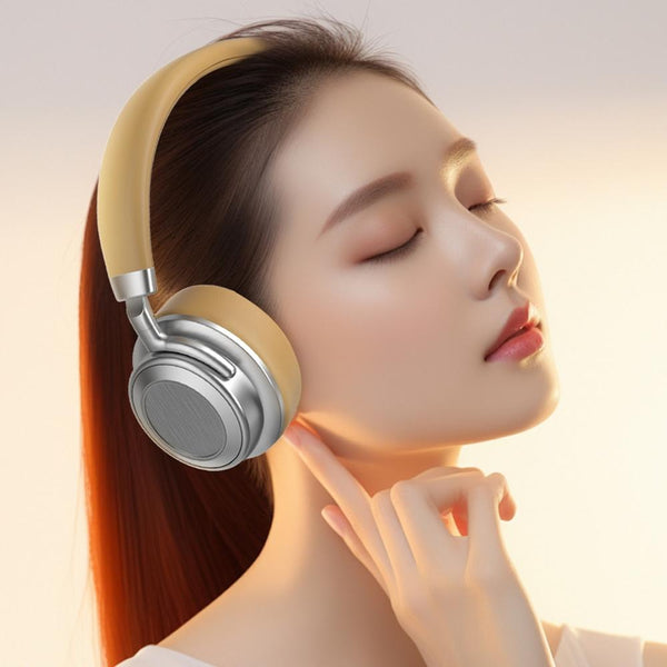 Retro Wireless Bluetooth Headset Metal Mounted Silver Brown Headsets