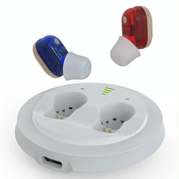 Mini In Ear Hearing Aid Usb Charging Red / Blue Other Health Care