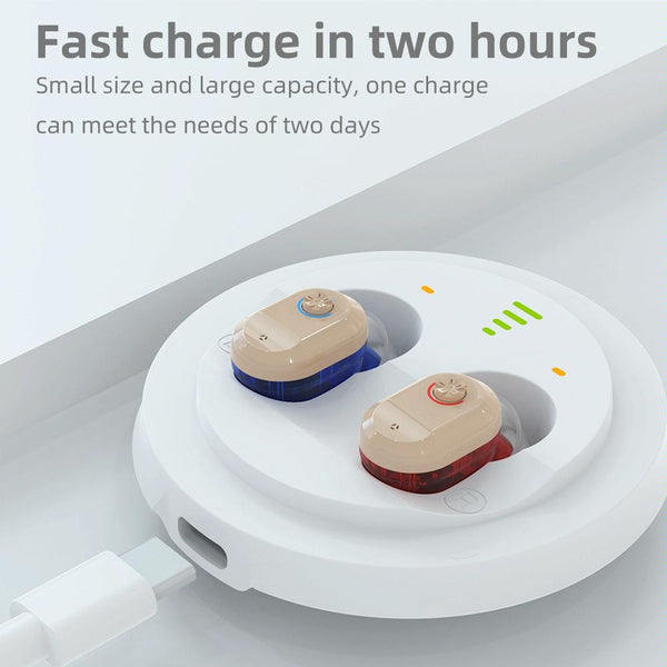 Mini In Ear Hearing Aid Usb Charging Red / Blue Other Health Care