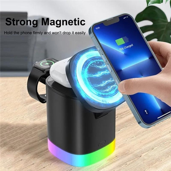 3 In 1 Magnetic Wireless Charger For Iphone Iwatch Airpods White Chargers & Docking Stations