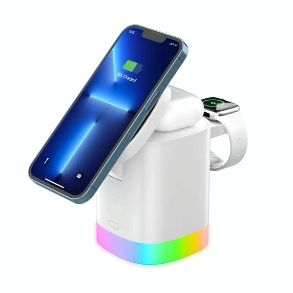 3 In 1 Magnetic Wireless Charger For Iphone Iwatch Airpods White Chargers & Docking Stations