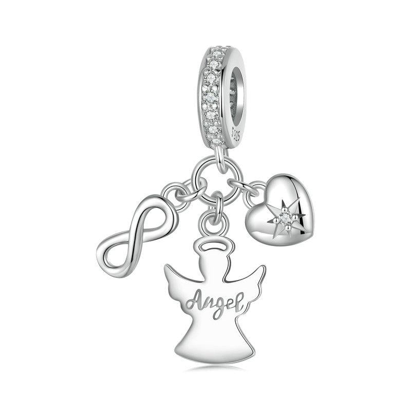 925 Sterling Silver Guardian Angel Good Luck Pendant Charms & Pendants