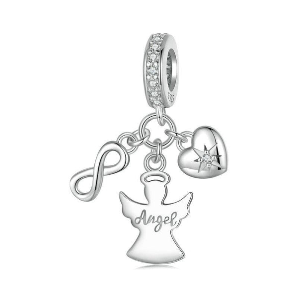 925 Sterling Silver Guardian Angel Good Luck Pendant Charms & Pendants