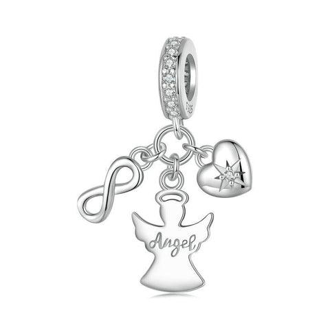 925 Sterling Silver Guardian Angel Good Luck Pendant Charms & Pendants