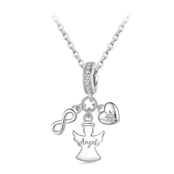 925 Sterling Silver Guardian Angel Good Luck Pendant Charms & Pendants