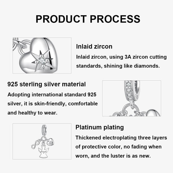 925 Sterling Silver Guardian Angel Good Luck Pendant Charms & Pendants