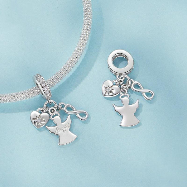 925 Sterling Silver Guardian Angel Good Luck Pendant Charms & Pendants