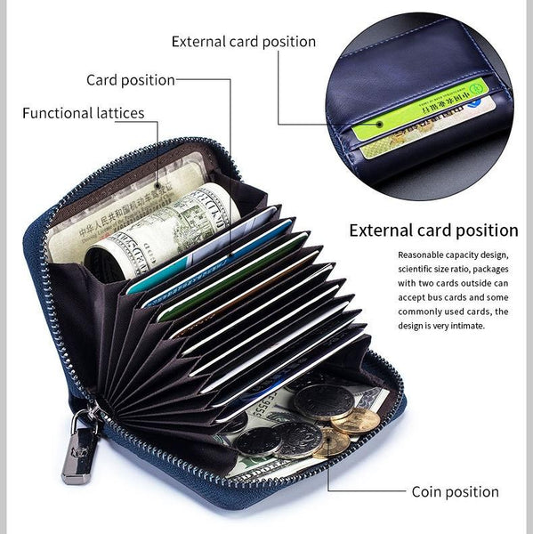 Men's Leather Card Holder Casual Driver License Wallet Black Wallets