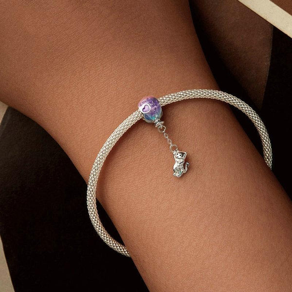 925 Sterling Silver Hot Air Balloon Cat Pendant Charms & Pendants