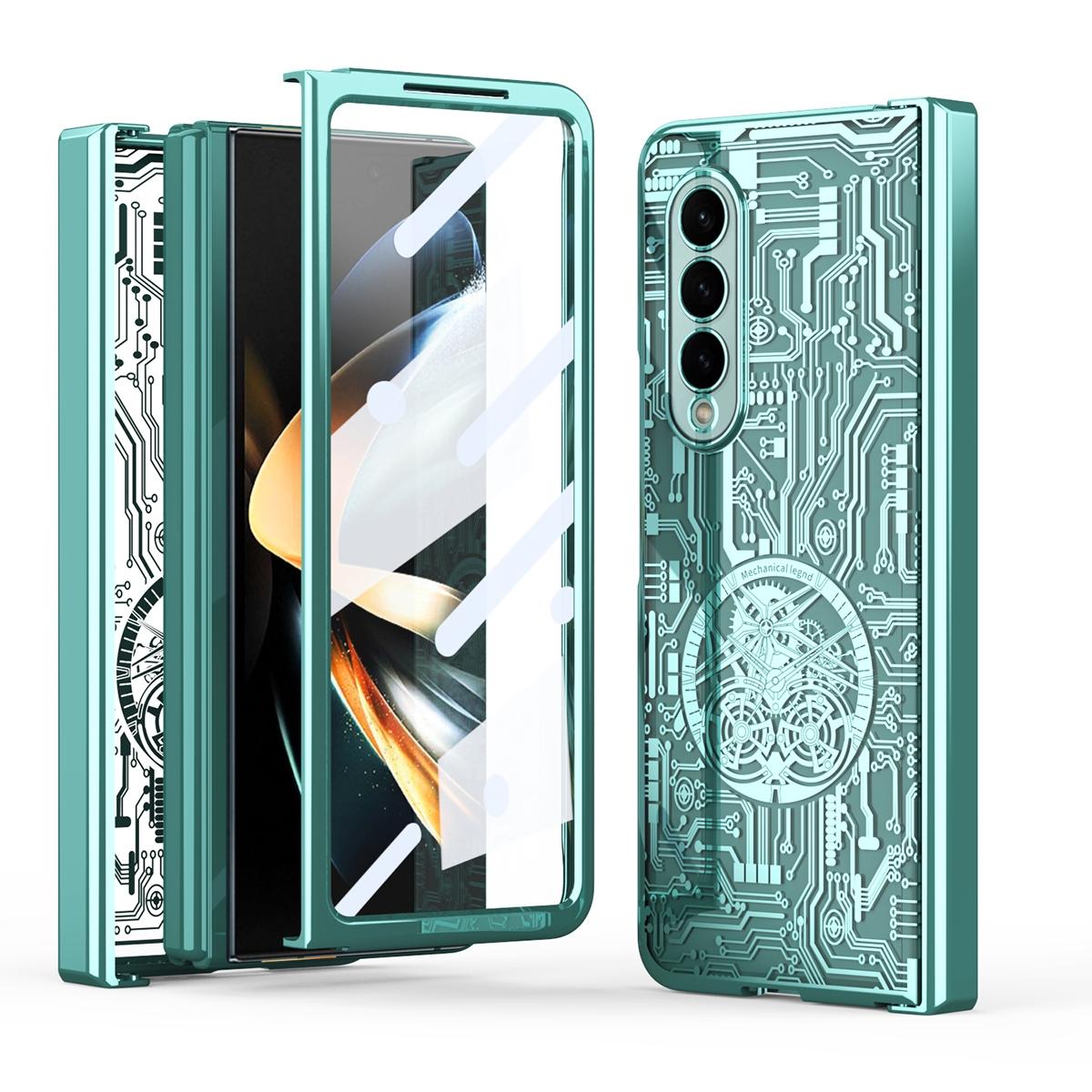 For Samsung Galaxy Z Fold4 5G Foldable Electroplated Phone Case Mechanical Legend 4. Green Other Mobile Accessories